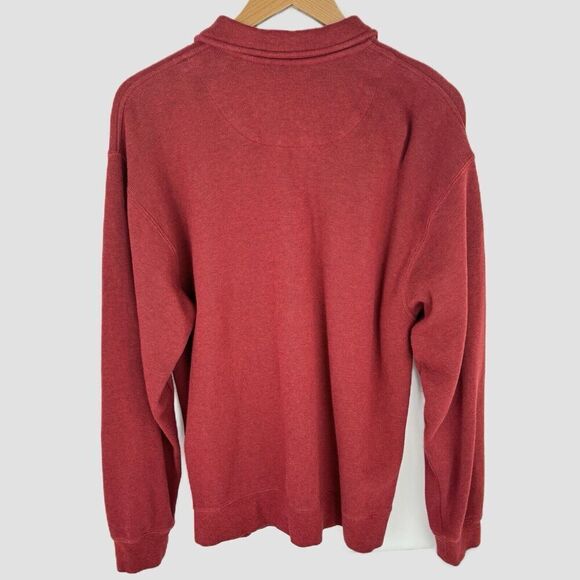 Orvis 1/4 Zip Pullover Sweater Men's Medium Maroon Red Ribbed Knit 100% Cotton - Picture 4 of 13